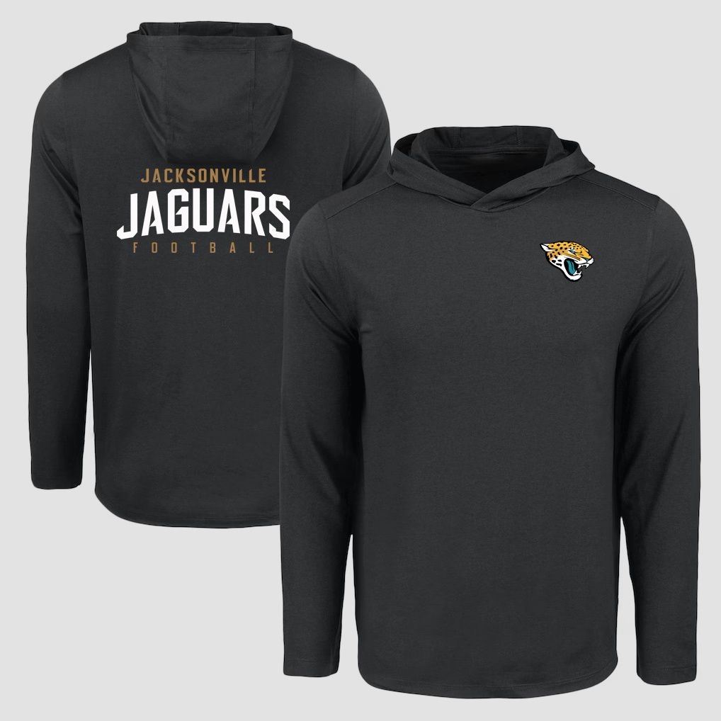 Men 2026 NFL Jacksonville Jaguars Hooded long sleeved T-shirt black 05->denver broncos->NFL Jersey